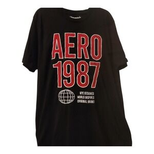 Aeropostale 1987 T-shirt Men 3XL Blackw/ Red    Letter/numbers Great Collector T
